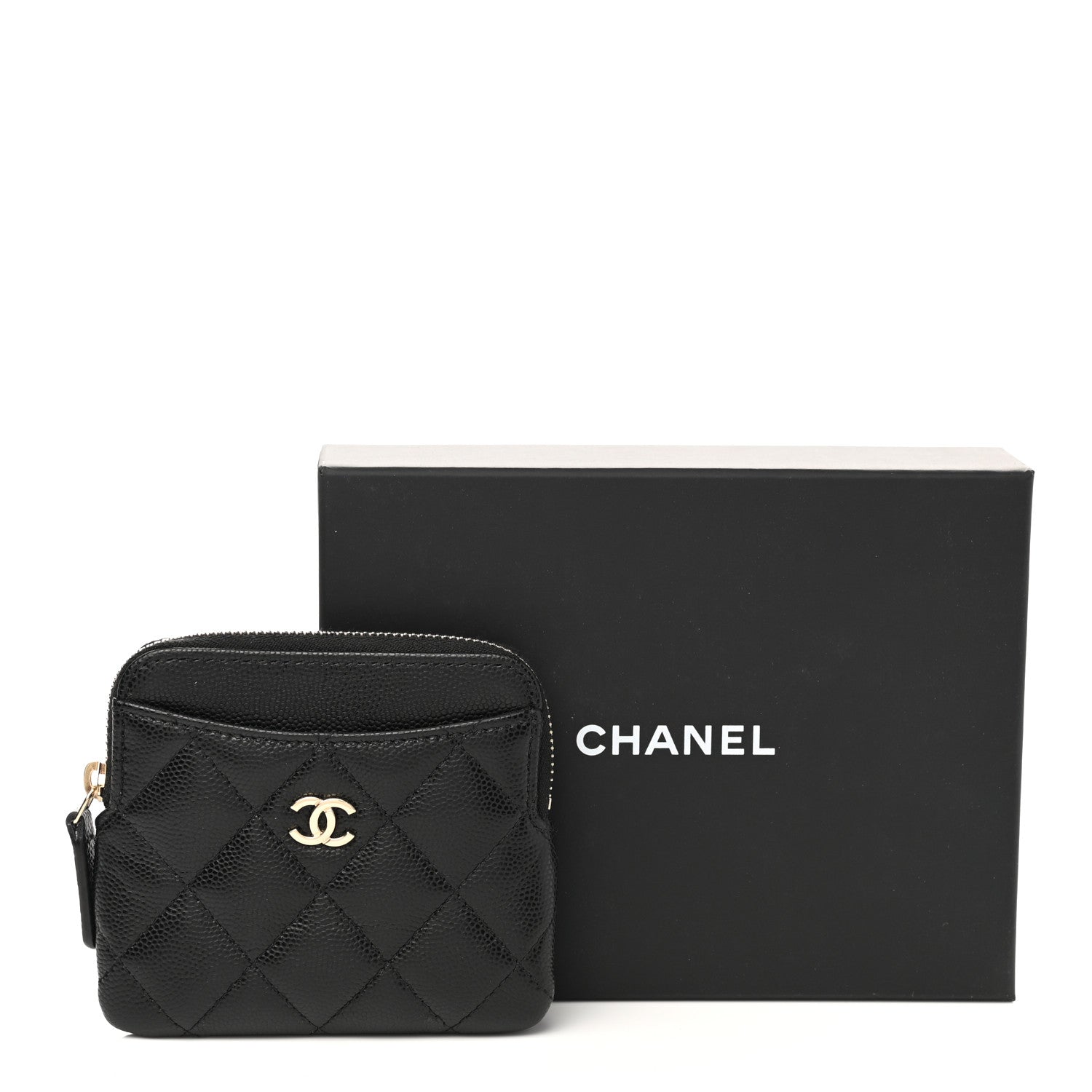 Chanel Caviar Quilted Zip Card Holder Wallet Black 8 of 8