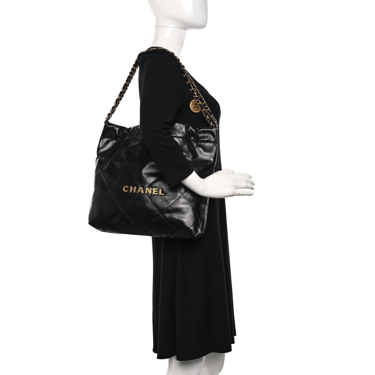 Chanel Shiny Calfskin Quilted Small Chanel 22 Black 2 of 11