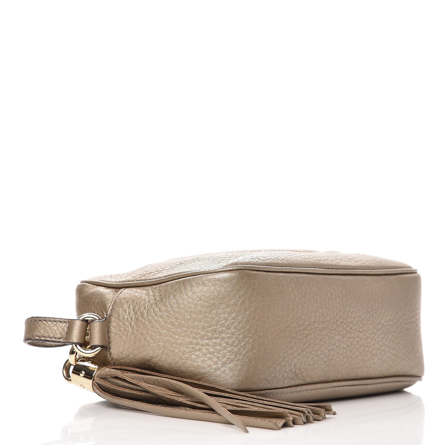 Metallic Pebbled Calfskin Small Soho Disco Bag Golden Beige