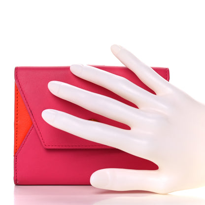 Christian Dior Calfskin Bi-Color Envelope Wallet Pink Orange 2 of 13
