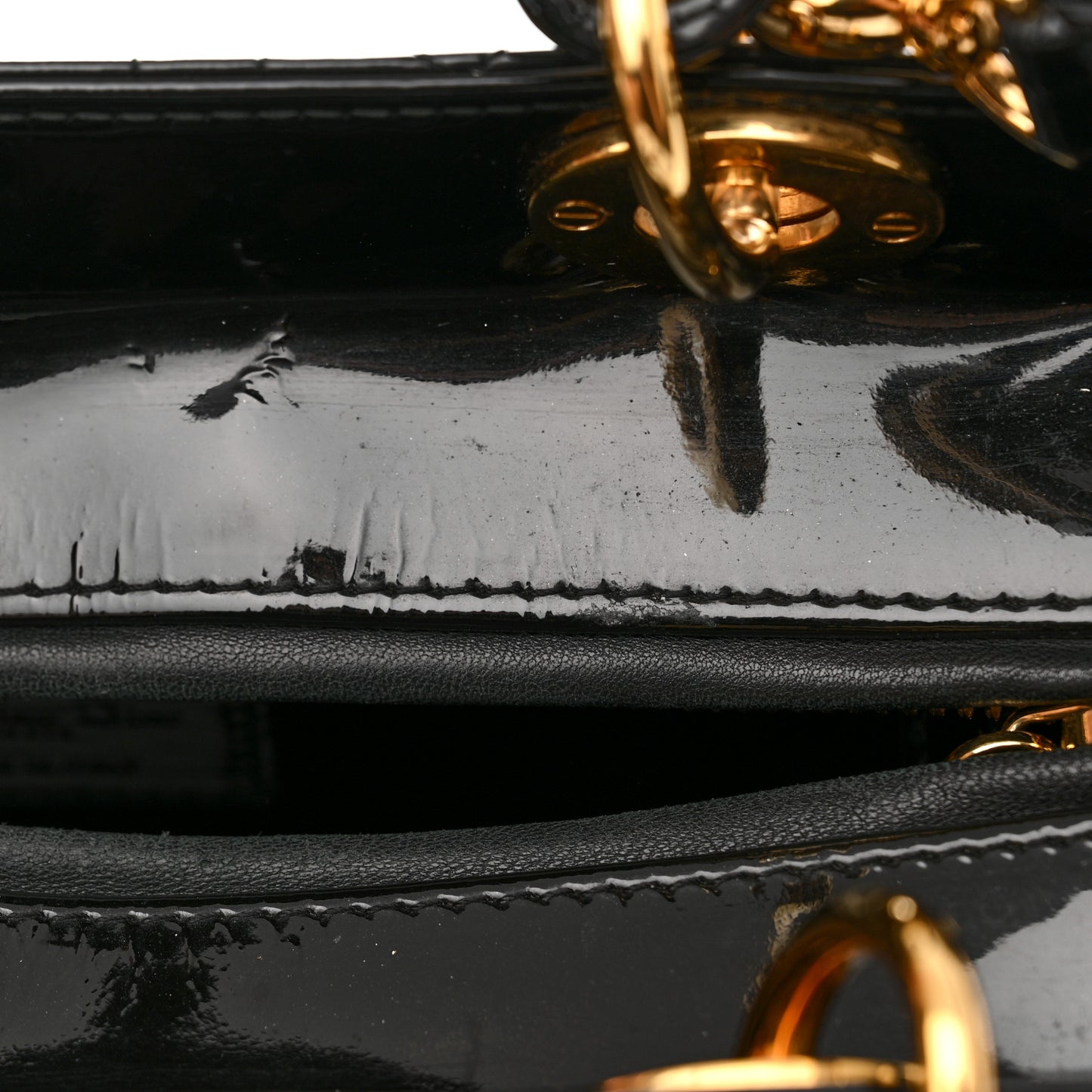 Patent Cannage Medium Lady Dior Black