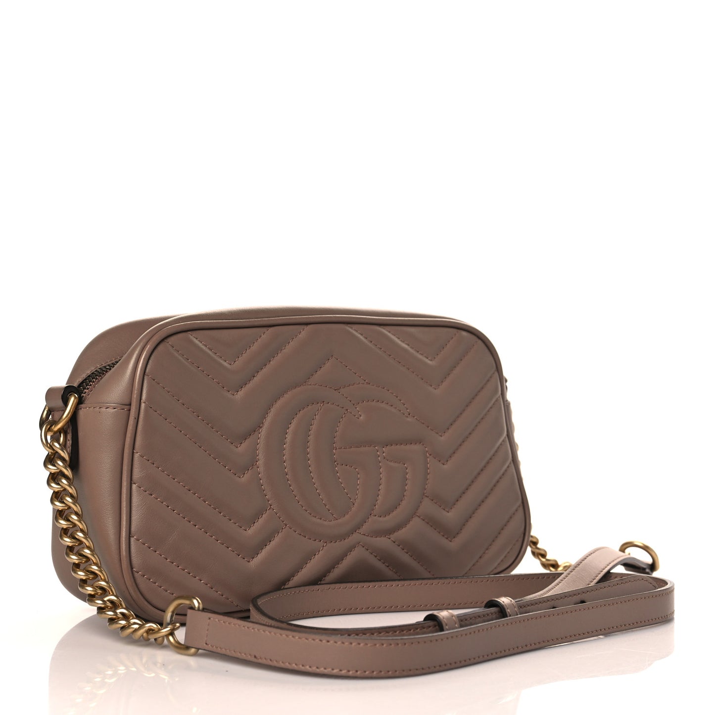 Calfskin Matelasse Small GG Marmont Chain Shoulder Bag Porcelain Rose