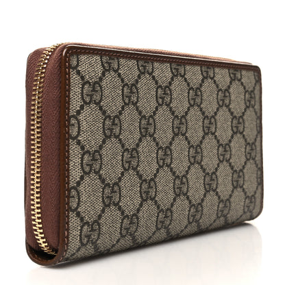 Gucci GG Supreme Monogram Azalea Calfskin Horsebit 1955 Zip Around Wallet Beige Ebony Brown Sugar 3 of 8
