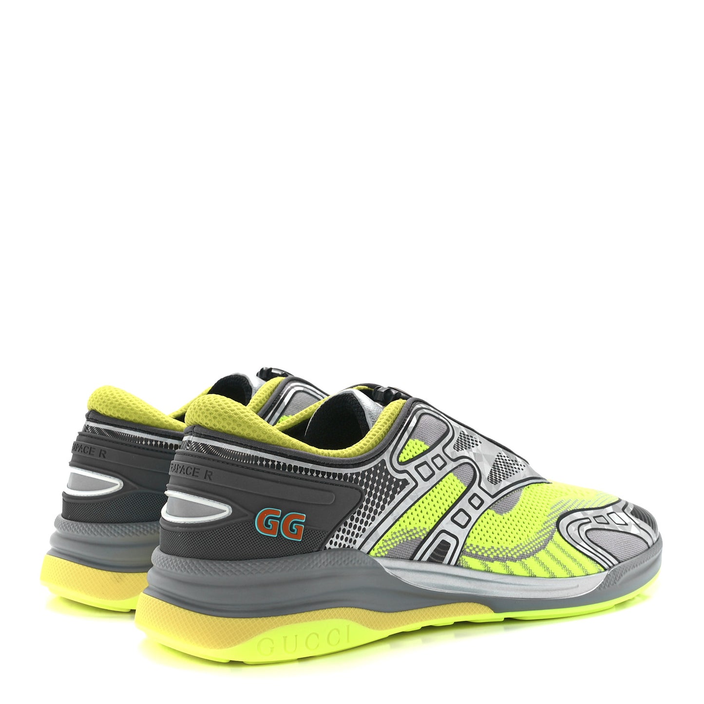Fabric Mens Ultrapace R Mid Top Sneakers 10 Grey Neon Yellow Silver Loess