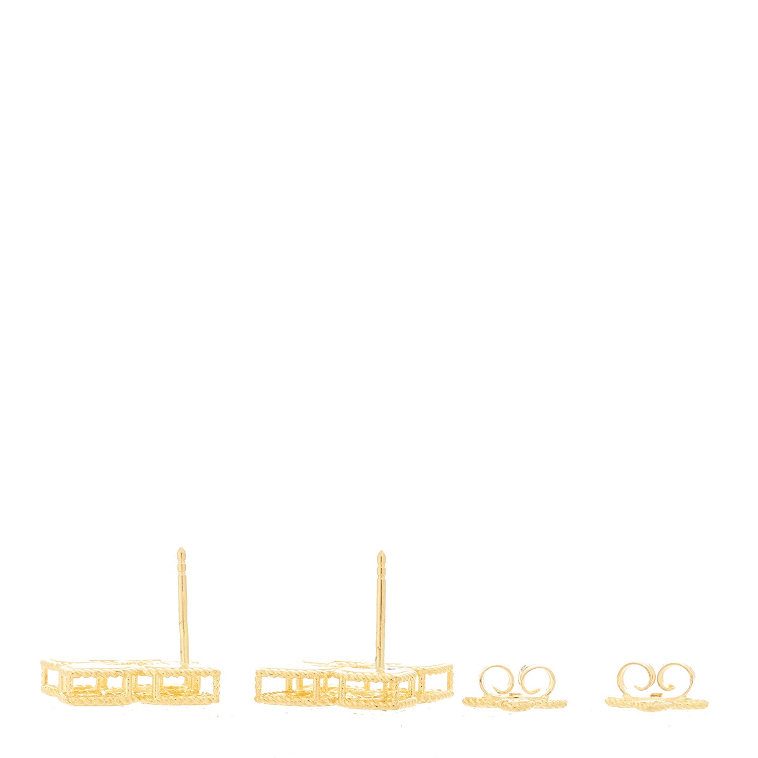 Roberto Coin 18K Yellow Gold Diamond Medium Petite Venetian Princess Satin Finish Flower Stud Earrings 3 of 4