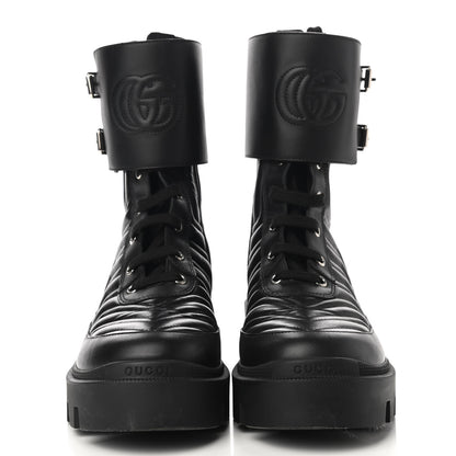 Gucci Nappa Frances GG Matelasse Platform Combat Boots 39 Black 2 of 8