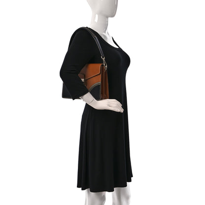 Prada Vitello Stitched Tri-Color Sound Top Handle Shoulder Bag Naturale Black 2 of 9