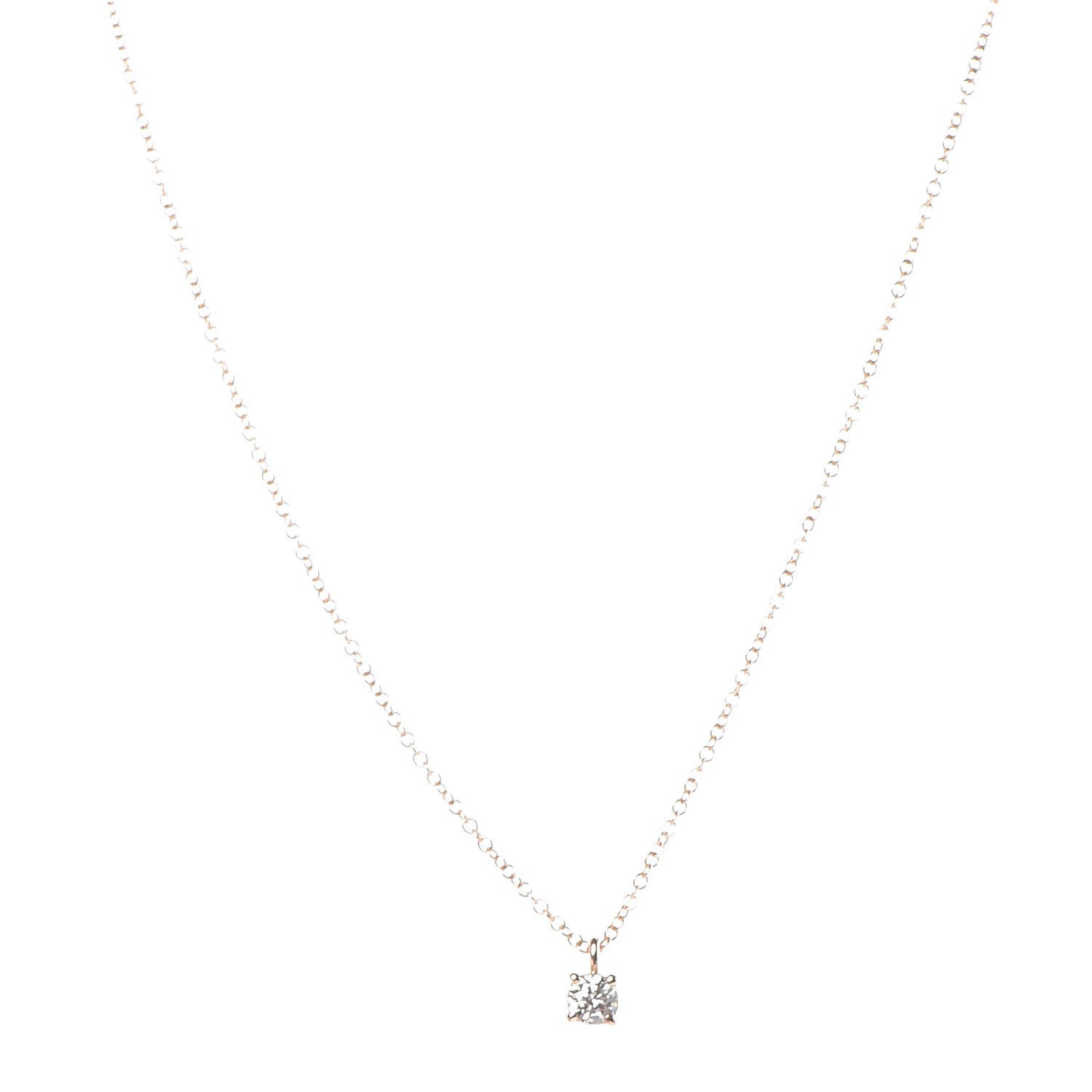 18K Rose Gold Diamond .12ct Solitaire Pendant Necklace