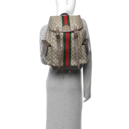Gucci GG Supreme Monogram Medium Ophidia Double Buckle Backpack Brown 2 of 10
