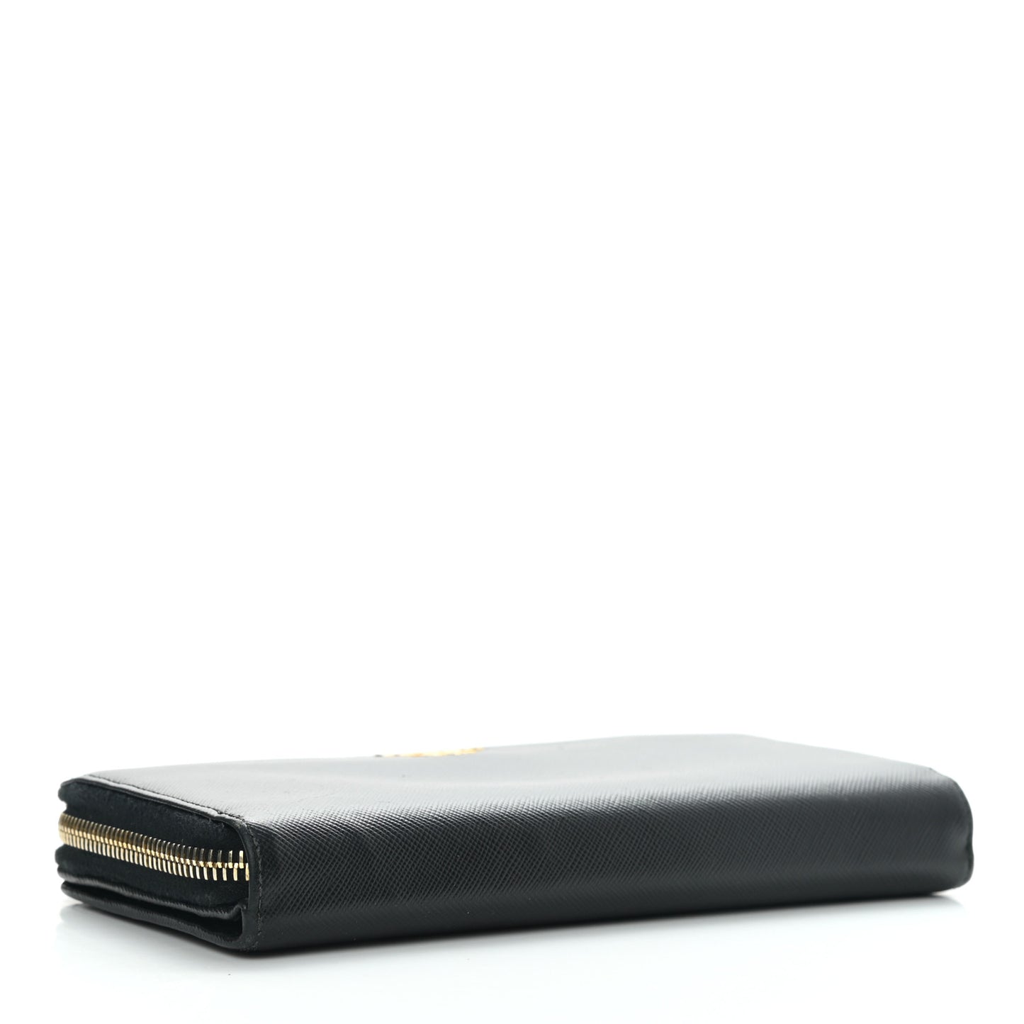 Saffiano Metal Large Zip Around Travel Wallet Black