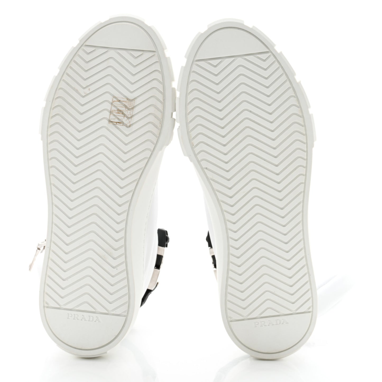 Re-Nylon Gabardine Metal Triangle Logo Wheel Pouch Pocket High Top Sneakers 38 White
