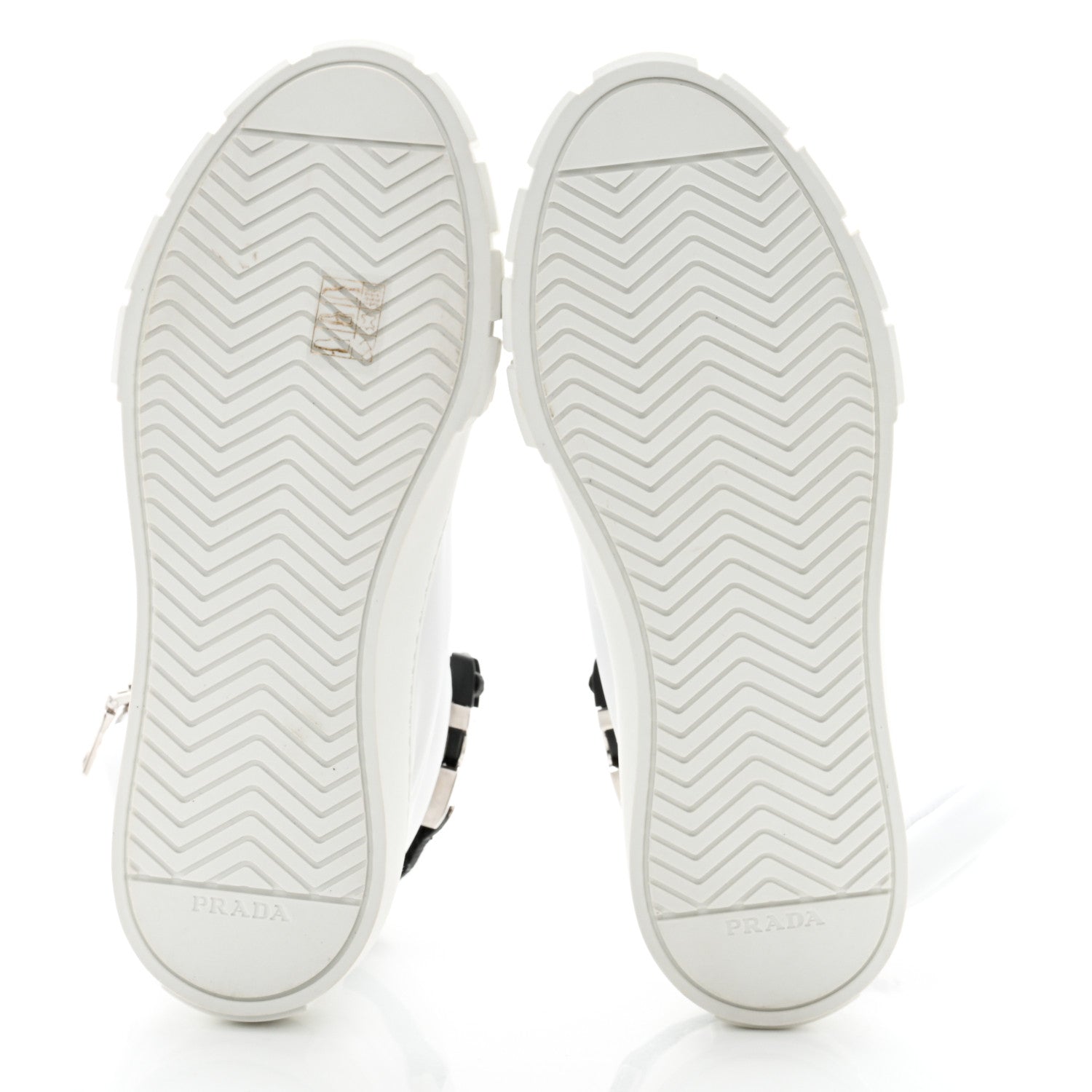 Prada Re-Nylon Gabardine Metal Triangle Logo Wheel Pouch Pocket High Top Sneakers 38 White 5 of 10