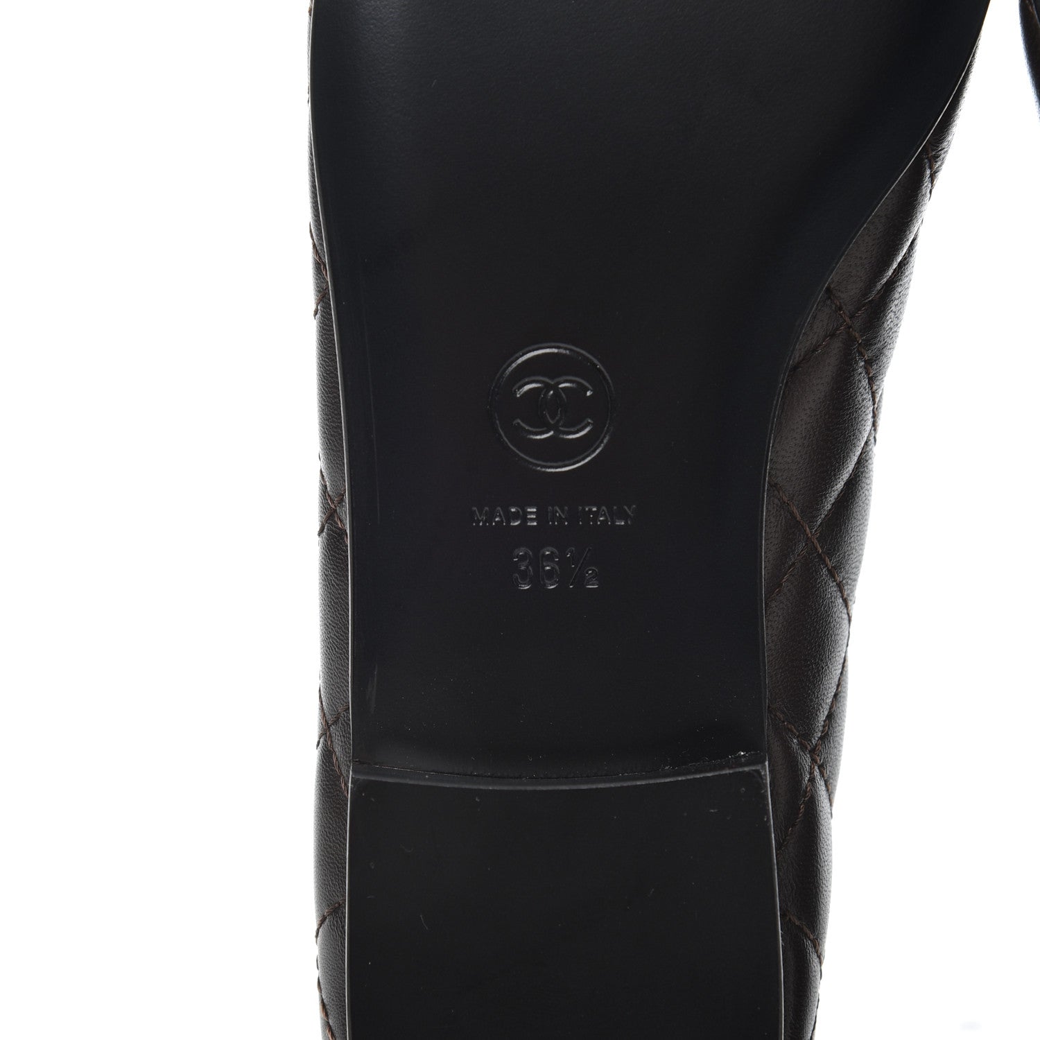 Chanel Lambskin Quilted Cap Toe Ballerina Flats 36.5 Dark Brown 7 of 14