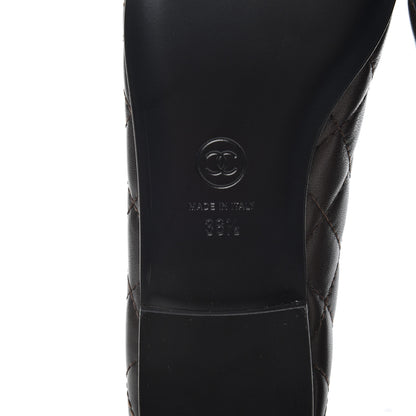 Chanel Lambskin Quilted Cap Toe Ballerina Flats 36.5 Dark Brown 7 of 14