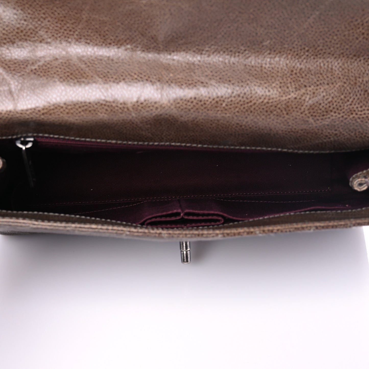 Crumpled Grained Calfskin Medium CC Crave Flap Brown