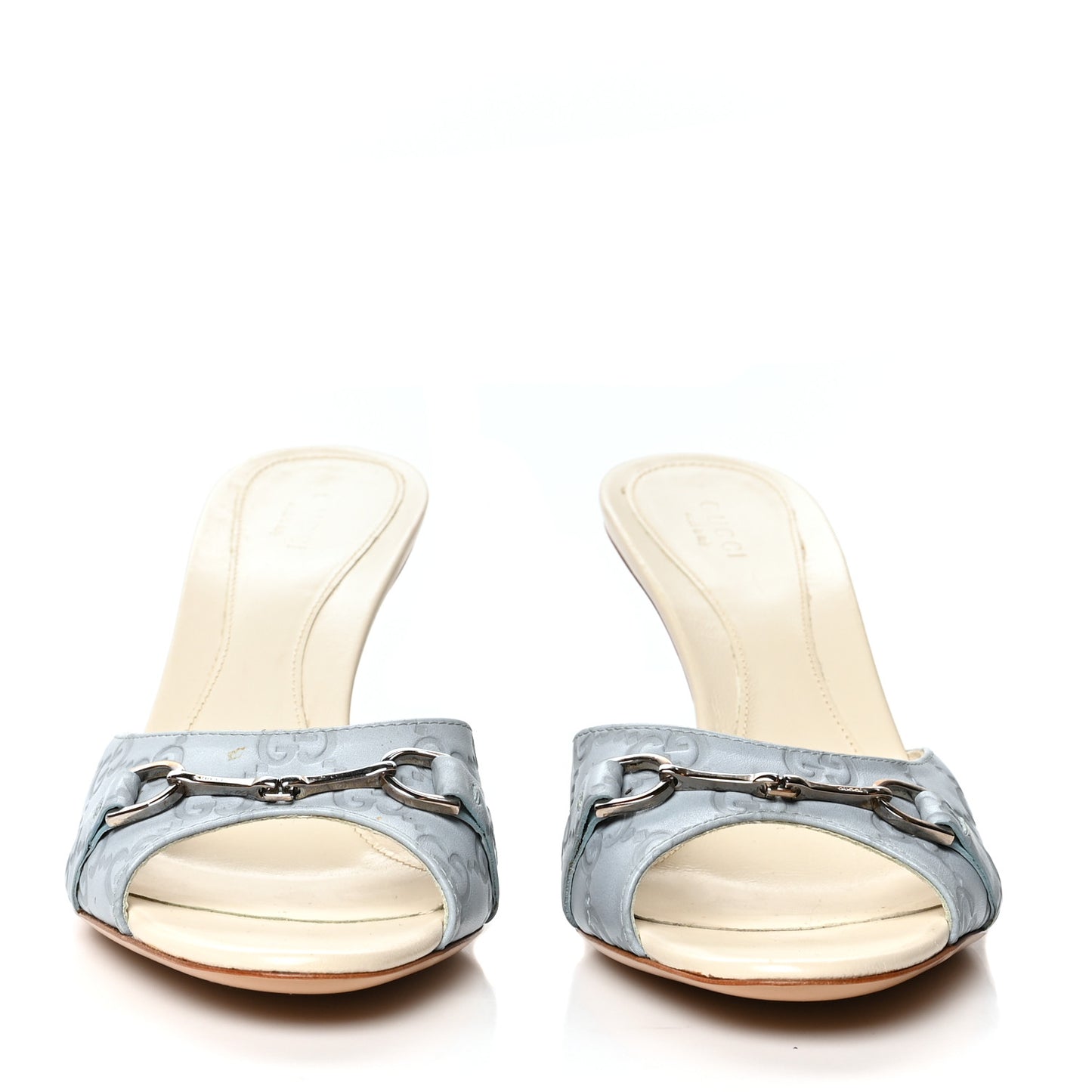 Guccissima Horsebit Mid Heel Slides 38.5 Light Blue