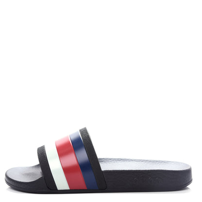 Gucci Rubber Web Mens Pool Slide Sandals 5 Black Mystic White Hibiscus Red Marine 1 of 10