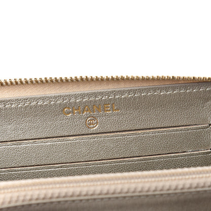Chanel Metallic Sheepskin Quilted Mademoiselle Vintage Zip Around Wallet Light Gold 6 of 12