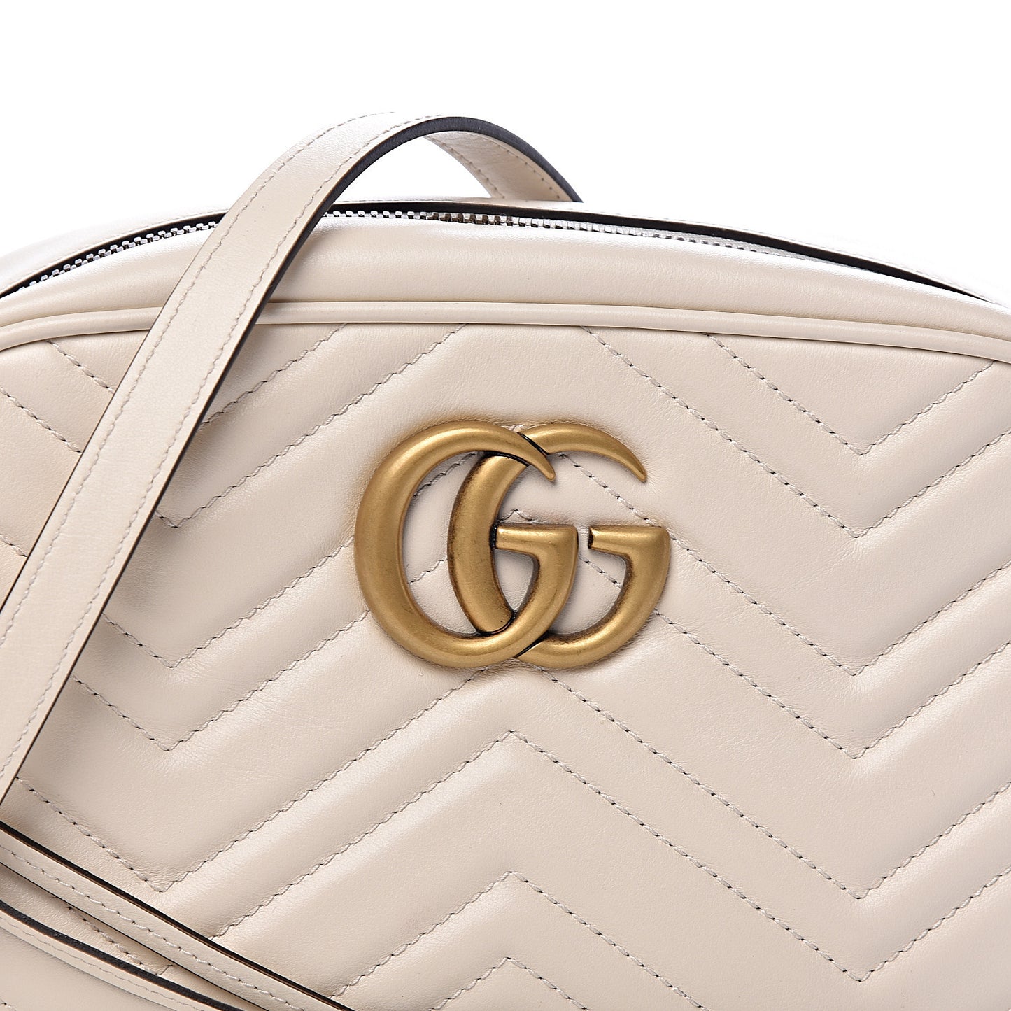 Calfskin Matelasse Small GG Marmont Chain Shoulder Bag White