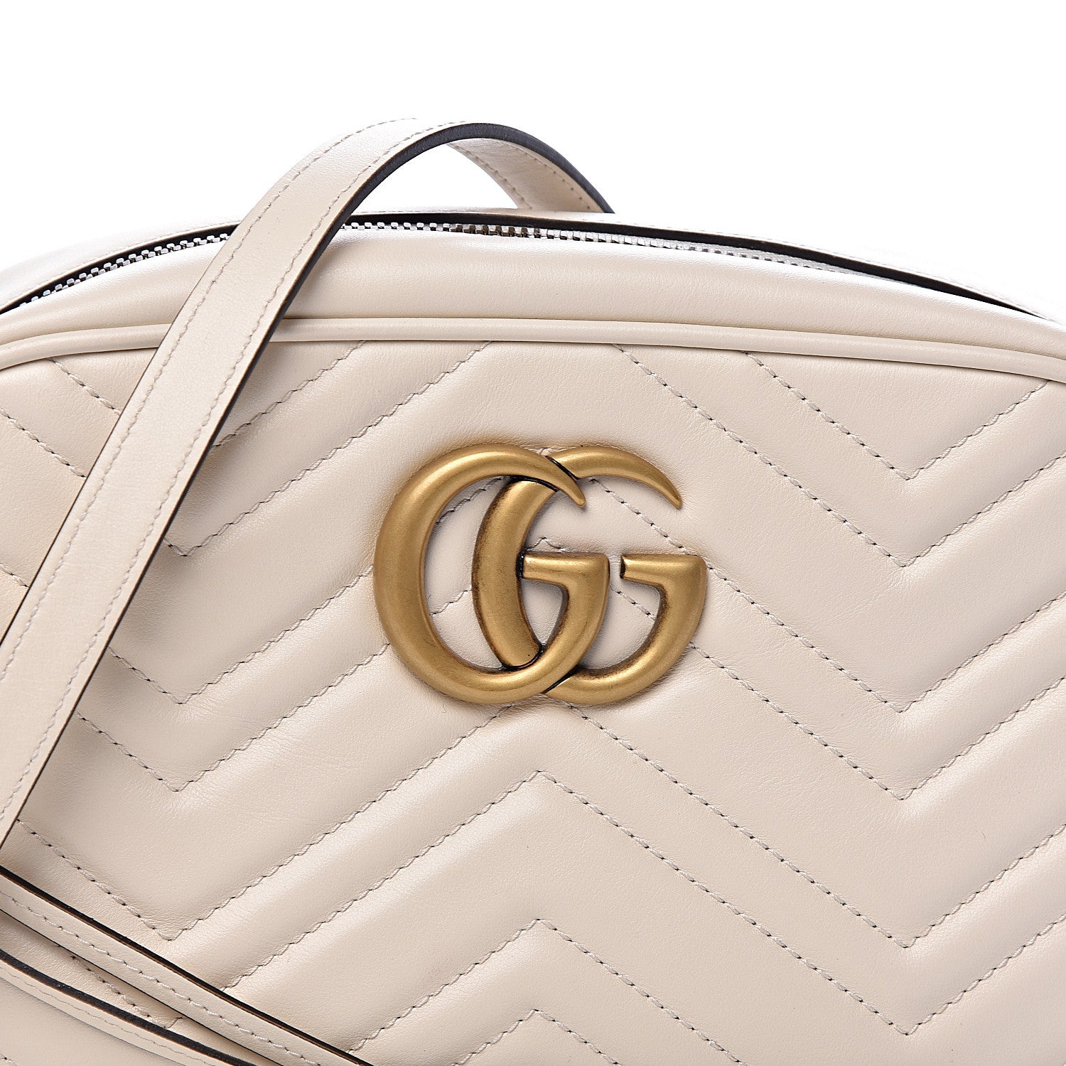 Gucci Calfskin Matelasse Small GG Marmont Chain Shoulder Bag White 8 of 10
