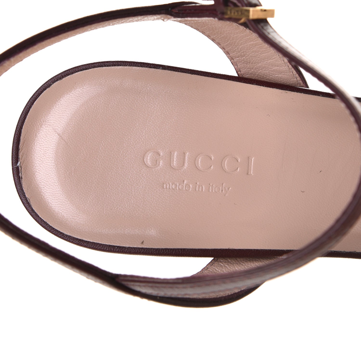 Gucci Lifford Calfskin GG Marmont Ankle Wrap 105mm Sandals 39 Vintage Bordeaux 6 of 8