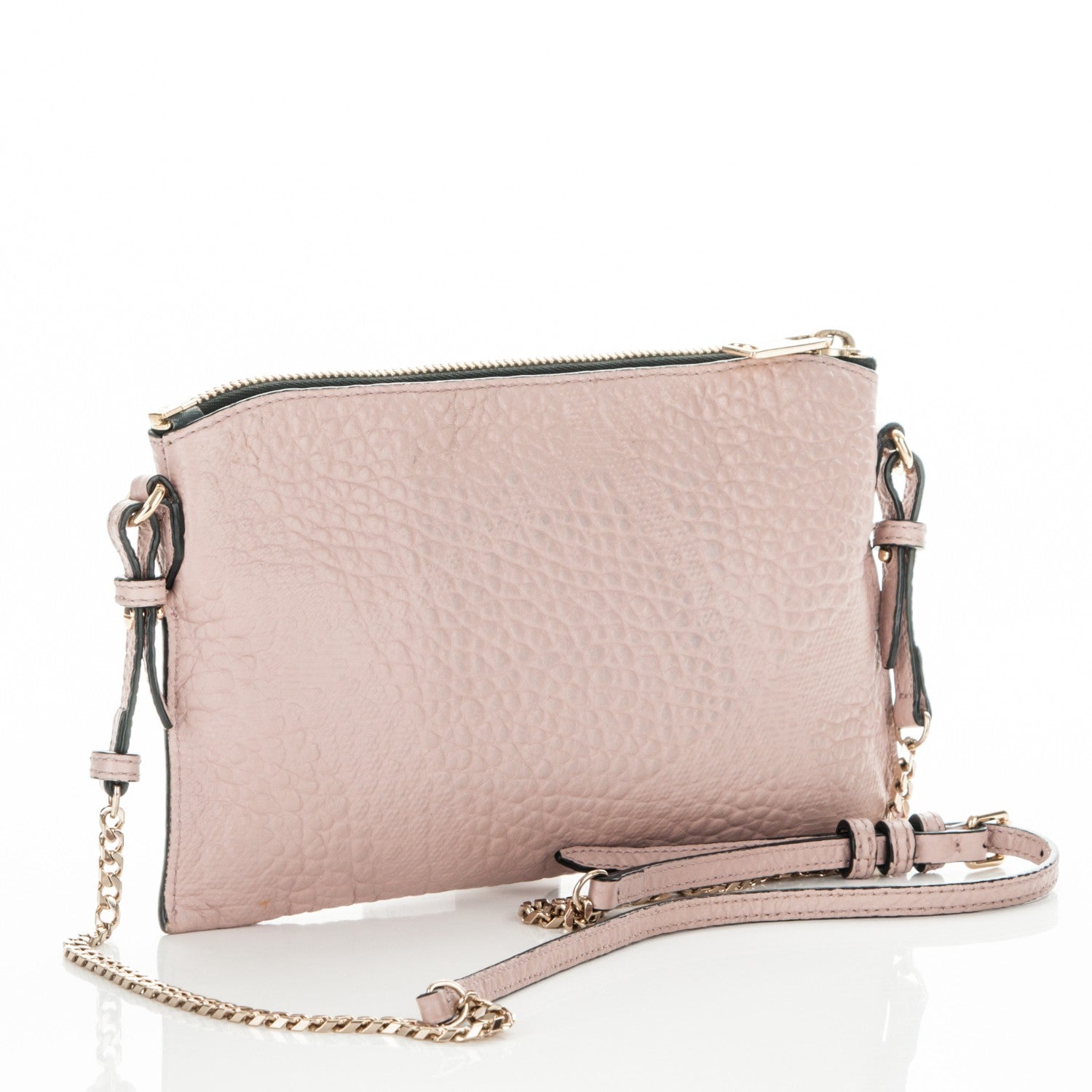 Burberry Signature Grain Calfskin Check Embossed Peyton Crossbody Clutch Bag Pale Orchid 3 of 6