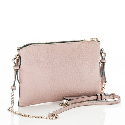 Burberry Signature Grain Calfskin Check Embossed Peyton Crossbody Clutch Bag Pale Orchid 3 of 6