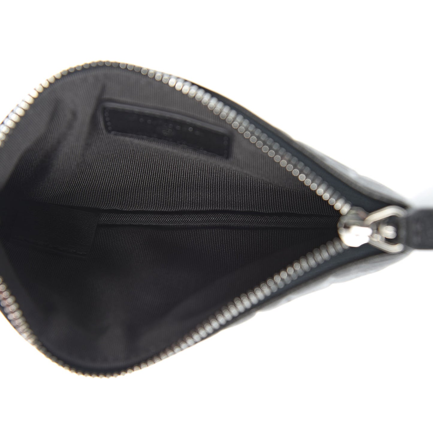 Goatskin Camellia Embossed Cosmetic Pouch Anthracite