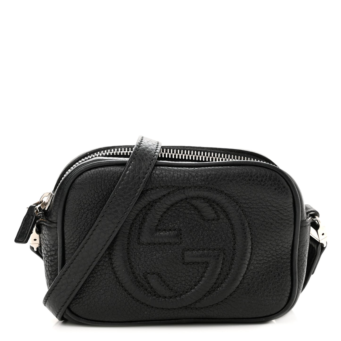 Pebbled Calfskin Children's Mini Soho Disco Messenger Bag Black