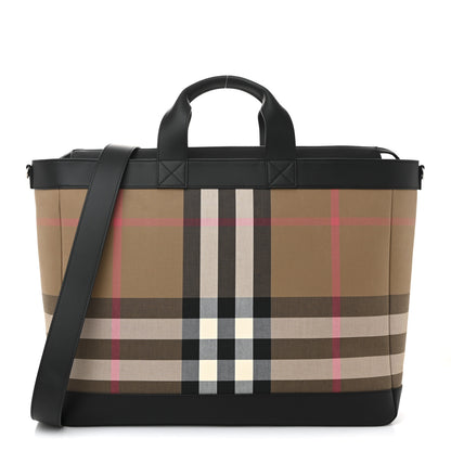 Burberry IP Check Nylon Calfskin Ormond Tote Bag Taupe Brown 1 of 9