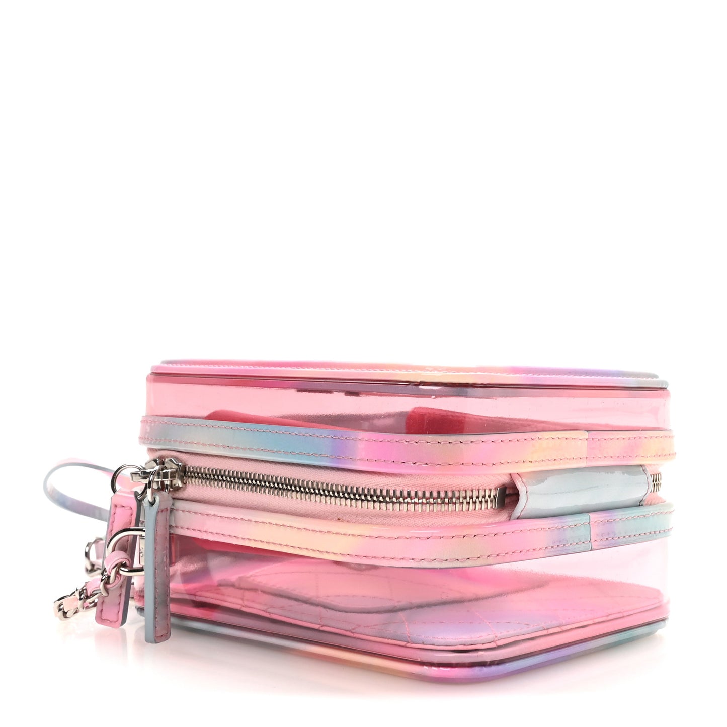 PVC Patent Calfskin Patent Lambskin Vertical Vanity Case Pink