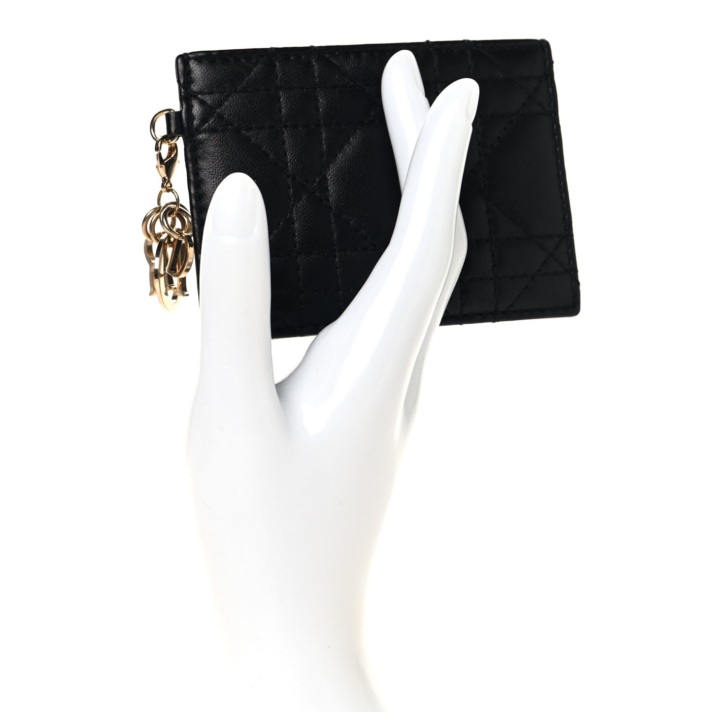 Lambskin Cannage Lady Dior Card Holder Black