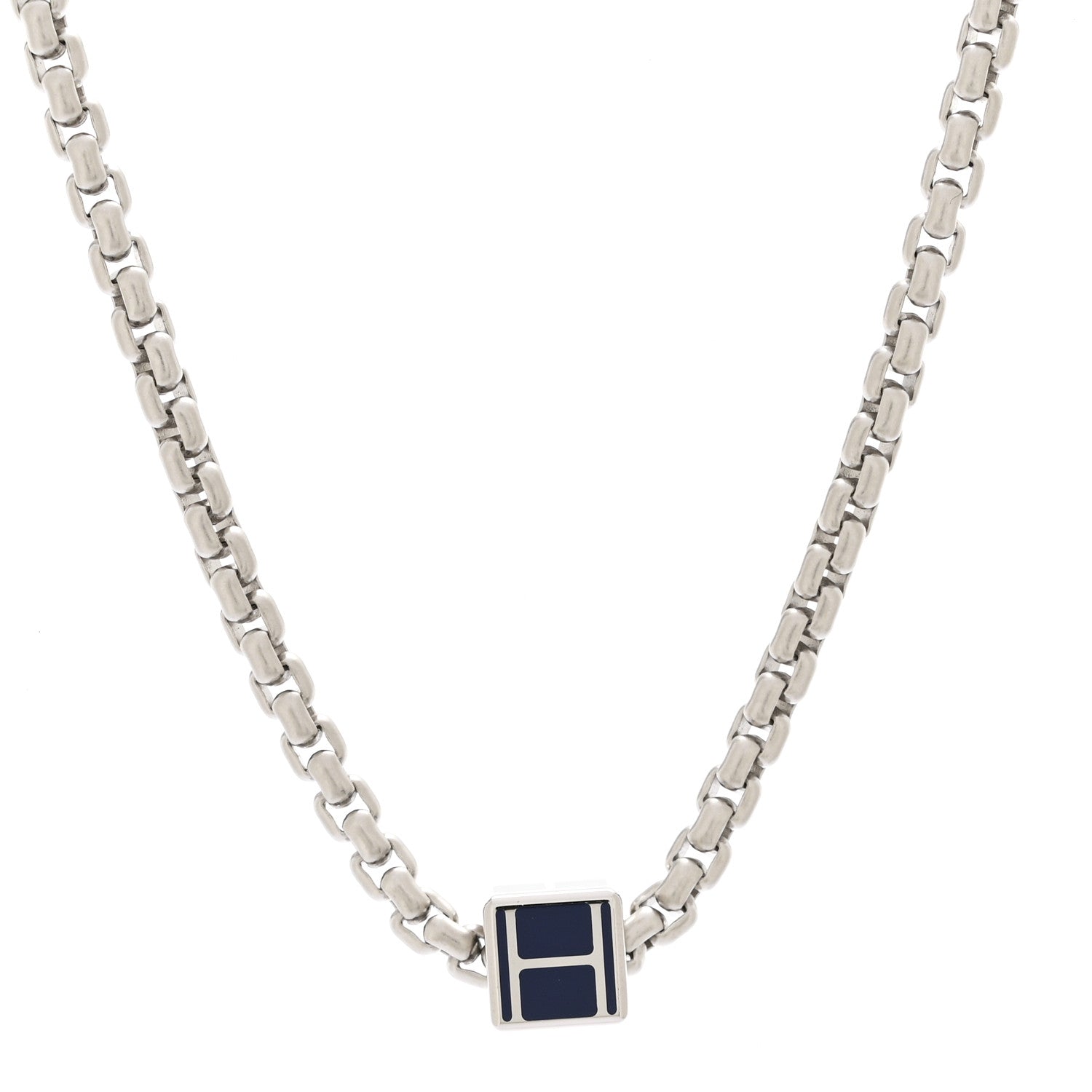 Hermes Palladium Buffalo Horn Swift Meli-Melo Necklace Vert Veronese Bleu Saphir 4 of 8