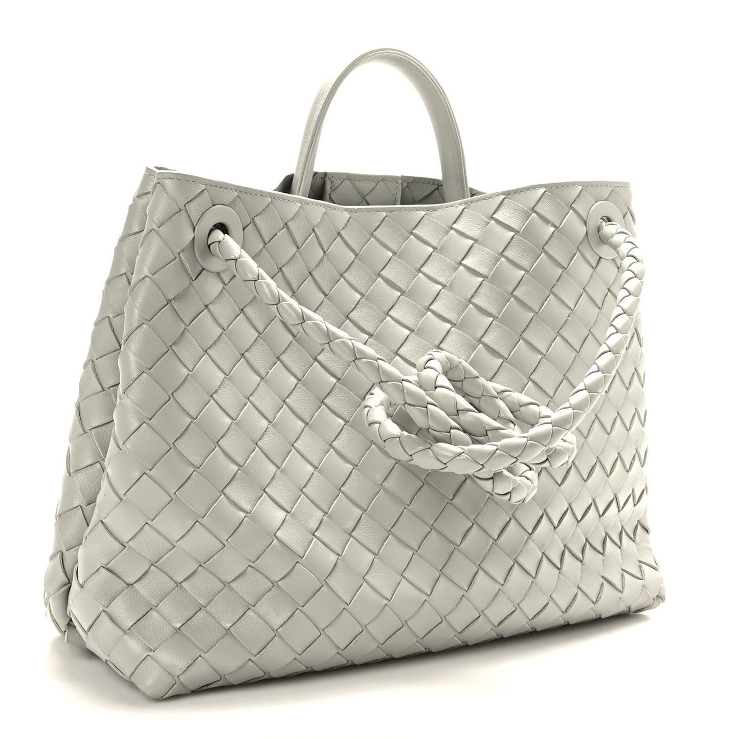 Nappa Intrecciato Medium Andiamo Shoulder Bag Agate Grey