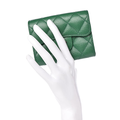 Chanel Caviar Quilted Card Holder Wallet Green 2 of 9