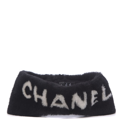 Chanel Cashmere Blend Logo Headband Black White 1 of 5