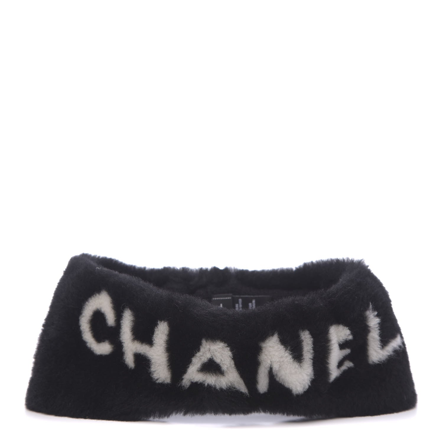 Chanel Cashmere Blend Logo Headband Black White 1 of 4