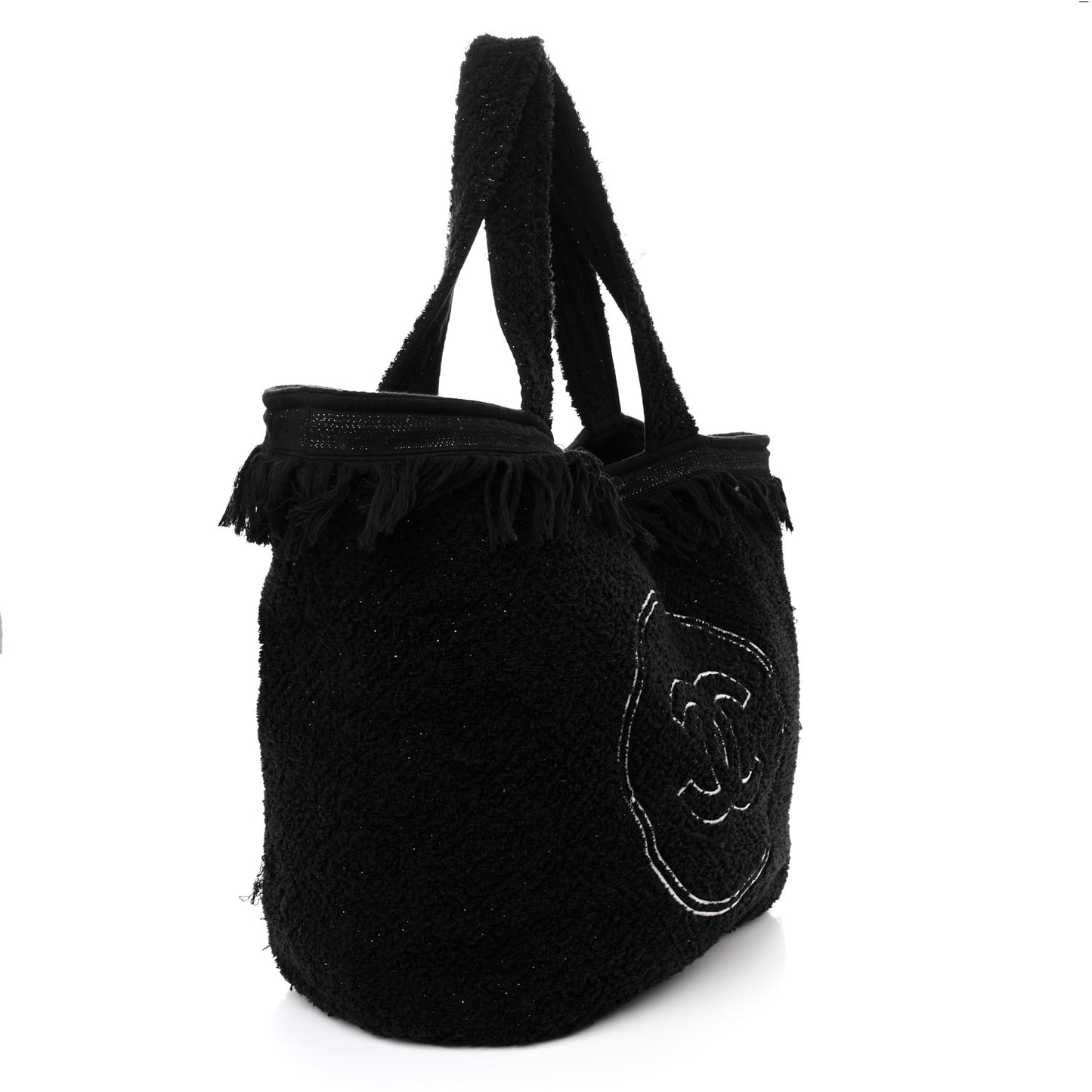 Terry Cotton CC Beach Tote Towel Set Black