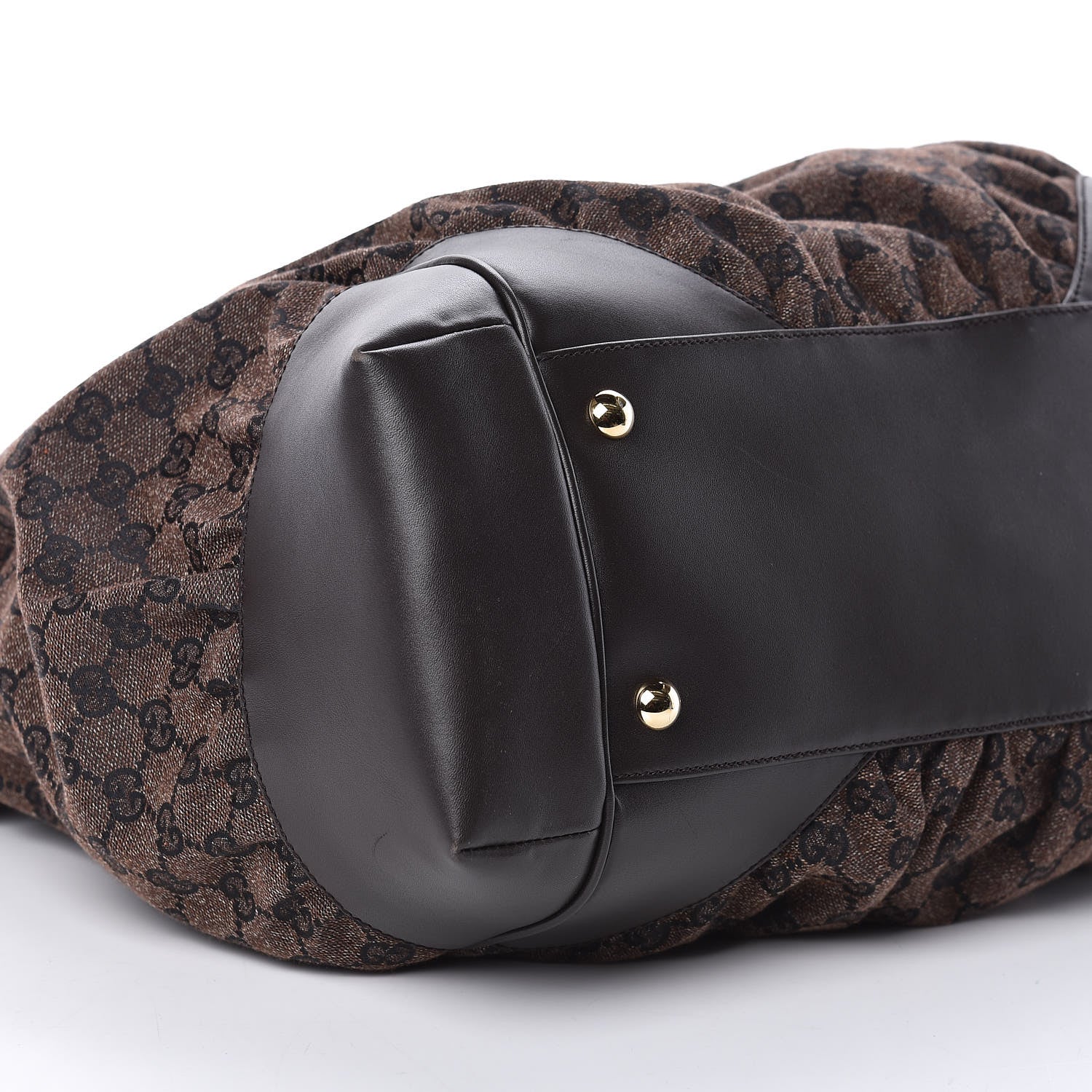 Gucci Denim Monogram Full Moon Tote Dark Brown 5 of 9