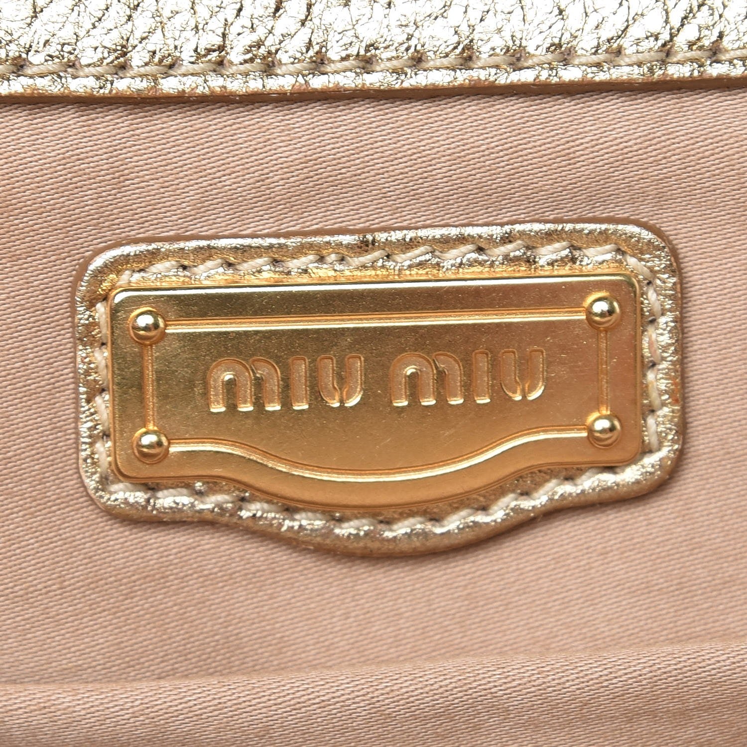 Miu Miu Metallic Soft Calfskin Oversized Clutch Gold 6 of 8