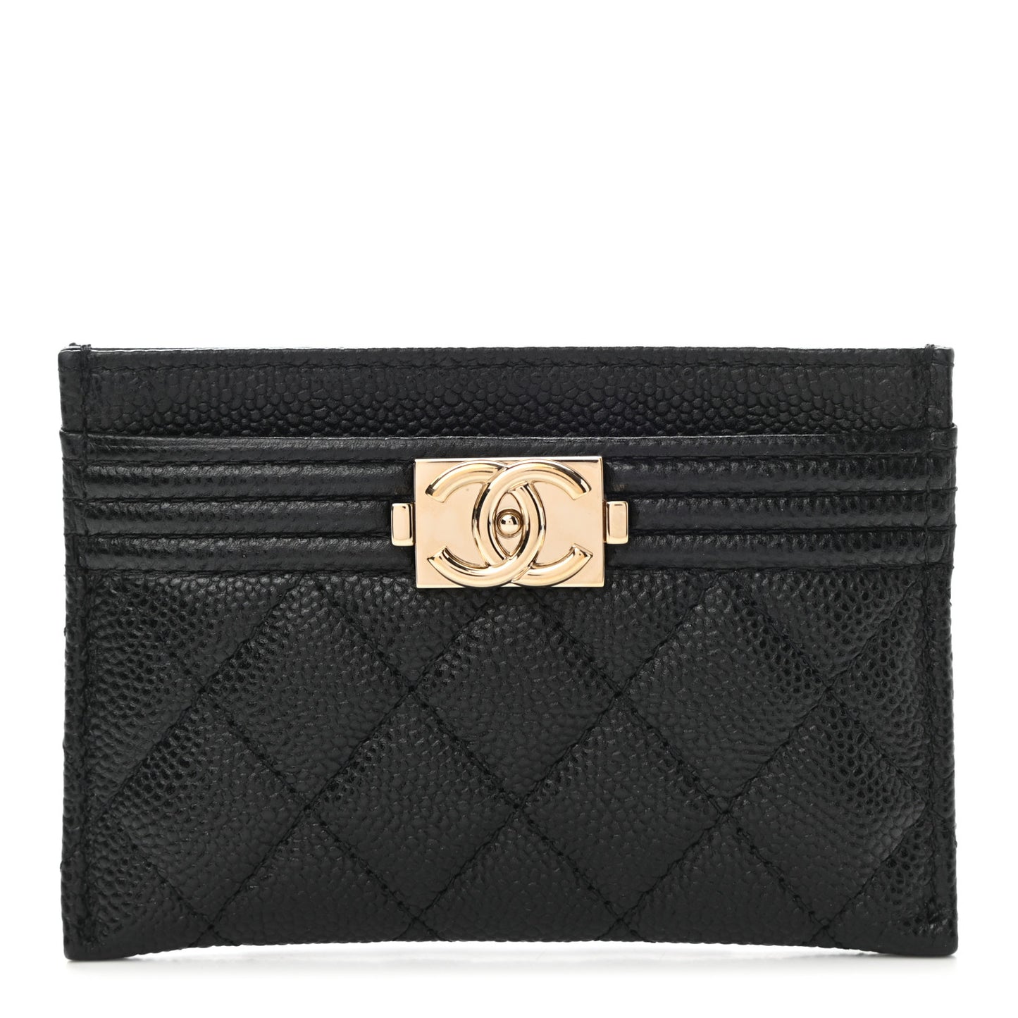 Caviar Quilted Boy Card Holder Black