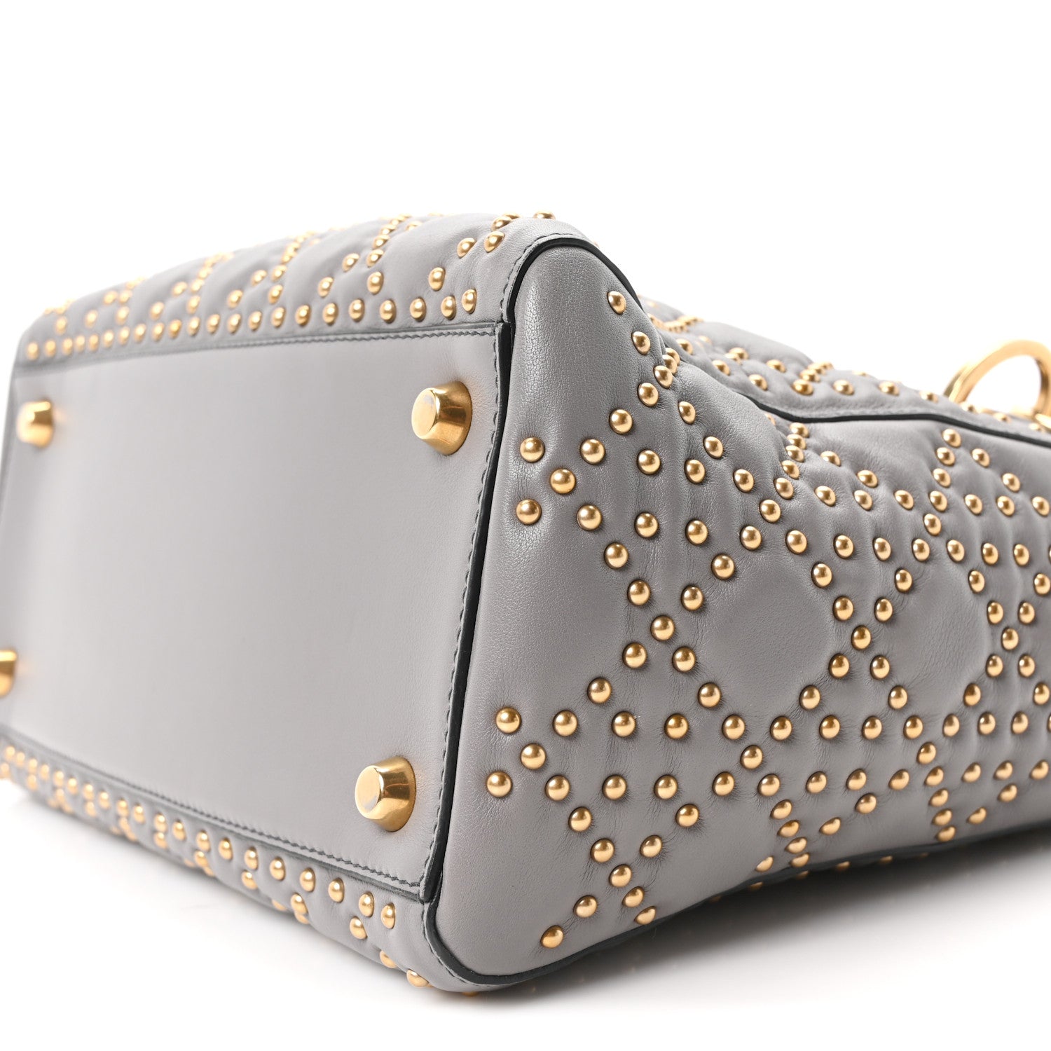 Christian Dior Calfskin Cannage Studded Medium Supple Lady Dior Grey 10 of 10