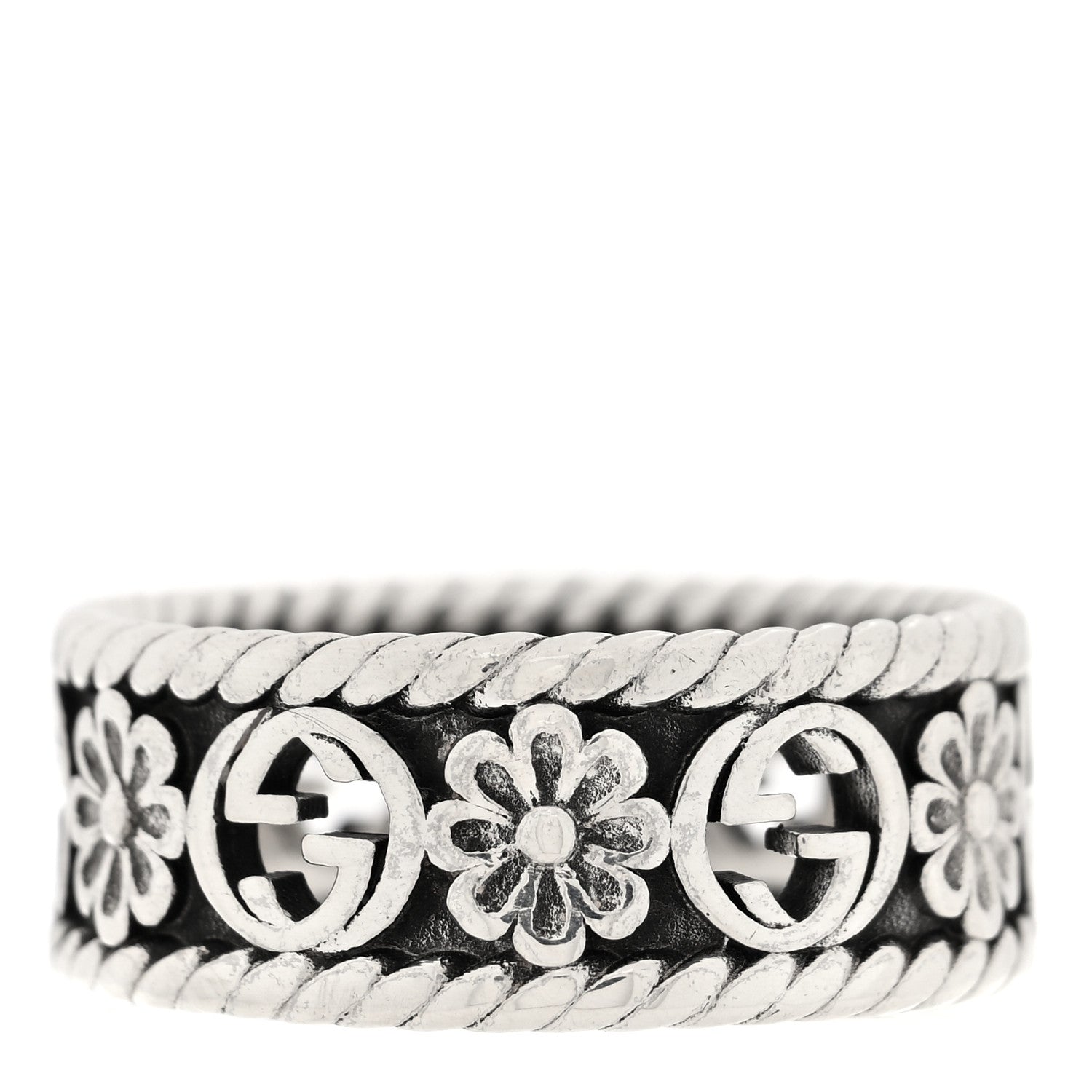 Gucci Sterling Silver Interlocking G Flower Ring 54 7 1883672