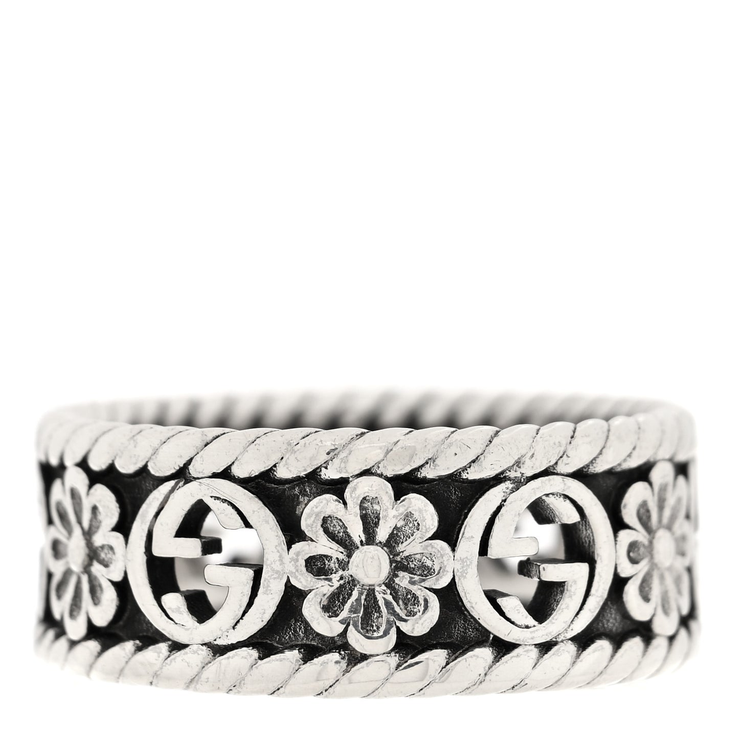Sterling Silver Interlocking G Flower Ring 54 7