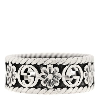 Gucci Sterling Silver Interlocking G Flower Ring 54 7 1 of 6