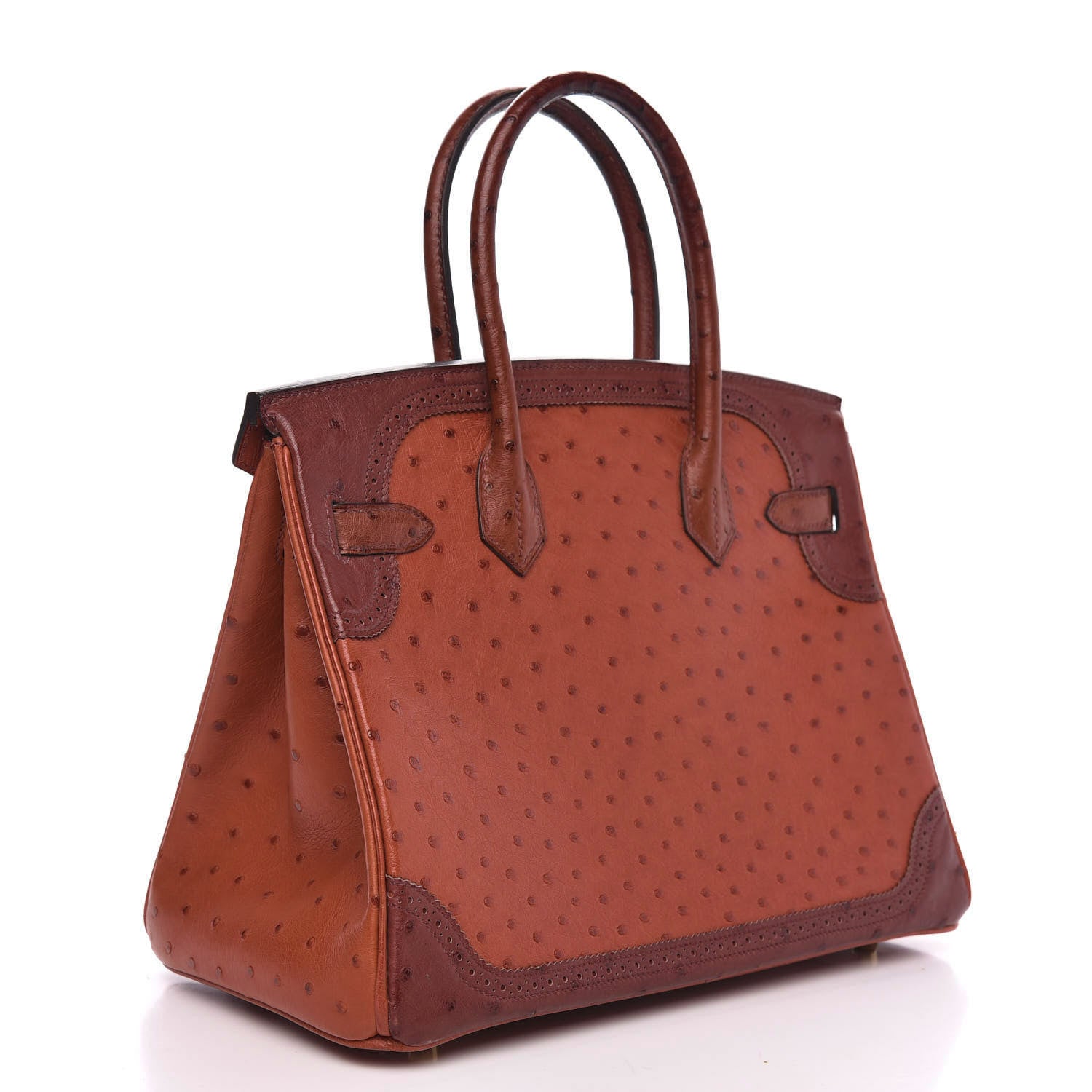 Hermes Ostrich Ghillies Birkin 30 Brique Rouge H 3 of 13