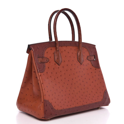 Hermes Ostrich Ghillies Birkin 30 Brique Rouge H 3 of 13