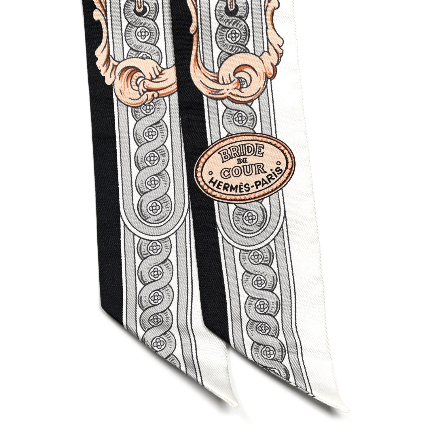 Hermes Silk Bride De Cour Twilly Black White Or Rose 2 of 4