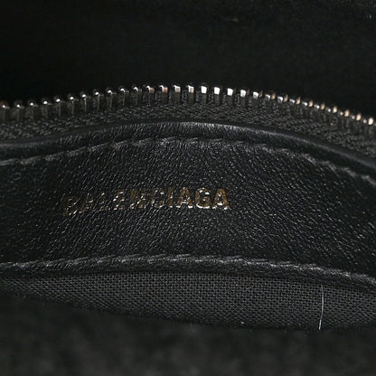 Balenciaga Shiny Calfskin Logo Crocodile Embossed S Ville Top Handle Bag Black White 6 of 10
