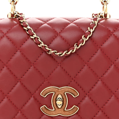 Chanel Lambskin Quilted Wood Mini Coco Handle Flap Red 9 of 15